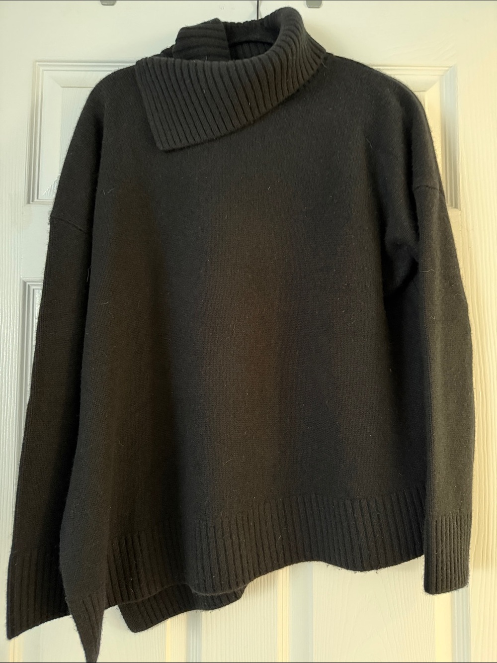 AllSaints Cashmere Cowl Neck asymmetrical Sweater in Black Size Medium